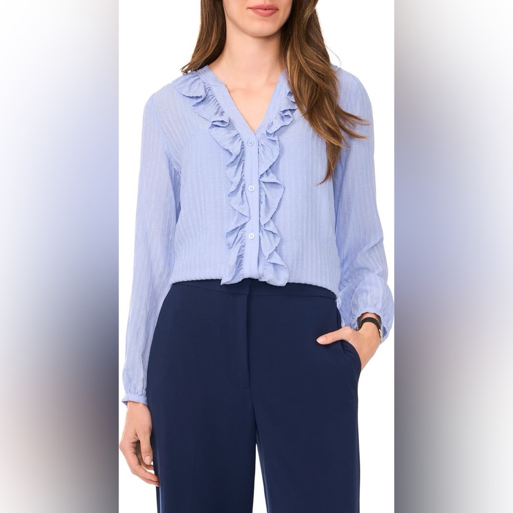 Halogen blue Ruffle Trim Blouse with camisole
